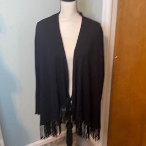 Women’s black fringed sweater
